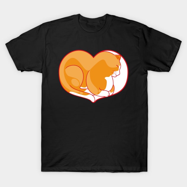 Orange Cat Love T-Shirt by Asadasa